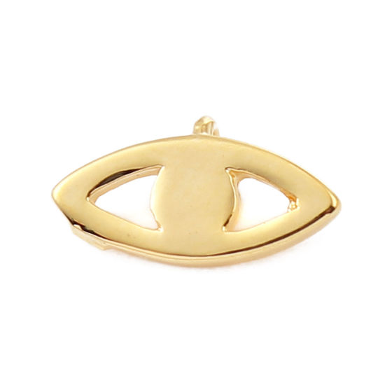 Picture of Brass Charms Eye 18K Real Gold Plated 10mm( 3/8") x 6mm( 2/8"), 5 PCs