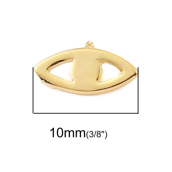 Picture of Brass Charms Eye 18K Real Gold Plated 10mm( 3/8") x 6mm( 2/8"), 5 PCs