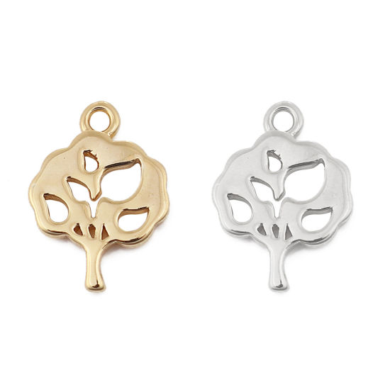 Picture of Brass Charms Tree 18K Real Gold Plated 13mm( 4/8") x 10mm( 3/8"), 3 PCs