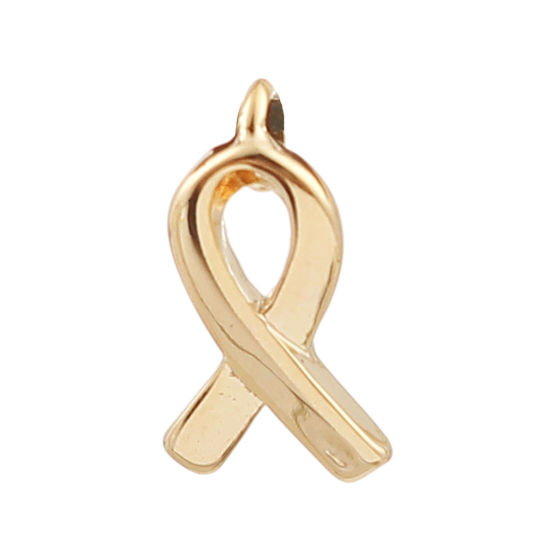 Imagen de Latón Colgantes Charms Cinta 18K Oro Real Chapado 9mm x 5mm, 5 Unidades