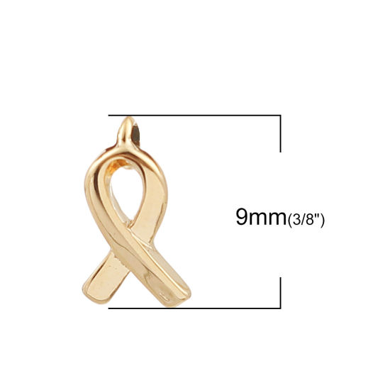 Imagen de Latón Colgantes Charms Cinta 18K Oro Real Chapado 9mm x 5mm, 5 Unidades