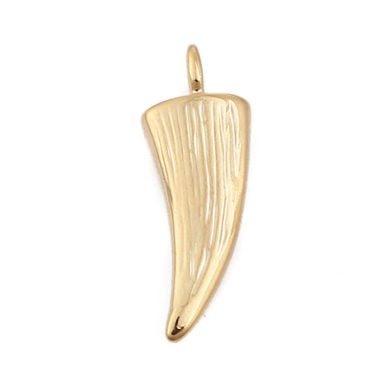 Immagine di Ottone Charms Forma di Corno 18K Vero Oro Placcato 15mmx 5mm, 3 Pz