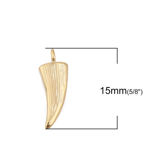 Immagine di Ottone Charms Forma di Corno 18K Vero Oro Placcato 15mmx 5mm, 3 Pz