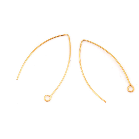 ステンレス鋼 イヤリング部品 金メッキ 41mm x 22mm、 ワイヤーサイズ: （19号）、 5 個 の画像