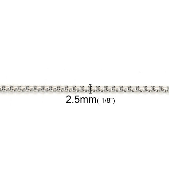 10 メートル ステンレス鋼 ボックスチェーン手作り DIY ジュエリーアクセサリー作りのパーツ シルバートーン 2.5x2.5mm、 の画像
