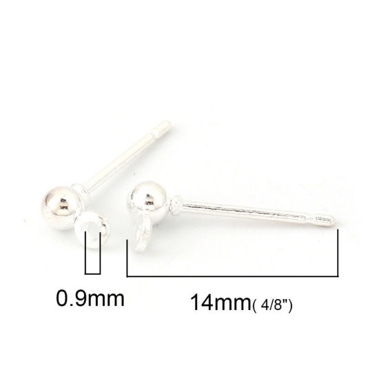 Image de Boucles d'Oreilles Puces en Alliage de Fer Balle Doré avec Boucle, 5mm x 3mm, Epaisseur de Fil: (20 gauge), 100 Pcs
