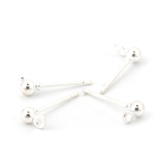 Image de Boucles d'Oreilles Puces en Alliage de Fer Balle Doré avec Boucle, 5mm x 3mm, Epaisseur de Fil: (20 gauge), 100 Pcs