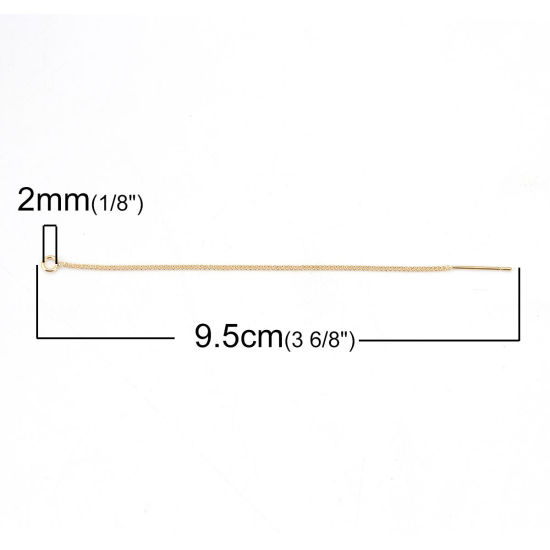 Image de 2 Pcs Boucles d'Oreilles Chaîne en Laiton Plaqué Or Véritable 18K avec Boucle 8cm, Epaisseur de Fil: 0.7mm(taille 21)