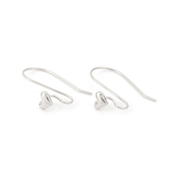 Image de Boucles d'Oreilles Crochets Accessories pour DIY Fabrication de Bijoux en Laiton Plaqué Platine Véritable Cœur 21mm x 6mm, Epaisseur de Fil: (21 gauge), 6 Pcs
