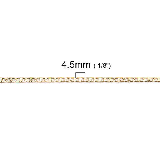 3 メートル 真鍮 ドゴールチェーン手作り DIY ジュエリーアクセサリー作りのパーツ KC金メッキ 4.5x1.8mm、 の画像