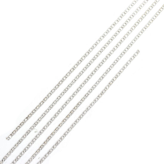 3 メートル 真鍮 ドゴールチェーン手作り DIY ジュエリーアクセサリー作りのパーツ シルバートーン 4.5x1.8mm、 の画像