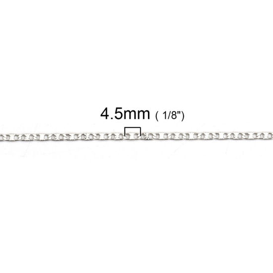 3 メートル 真鍮 ドゴールチェーン手作り DIY ジュエリーアクセサリー作りのパーツ シルバートーン 4.5x1.8mm、 の画像