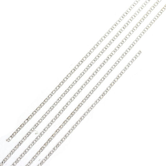 3 メートル 真鍮 ドゴールチェーン手作り DIY ジュエリーアクセサリー作りのパーツ シルバートーン 4.5x1.8mm、 の画像