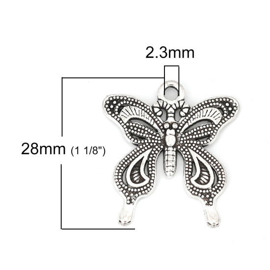 Bild von Zinklegierung Charms Schmetterling Antiksilber 28mm x 25mm, 20 Stück