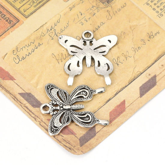 Bild von Zinklegierung Charms Schmetterling Antiksilber 28mm x 25mm, 20 Stück