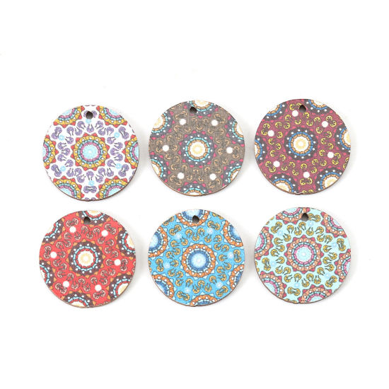 Immagine di Legno Charms Tondo Colore di Vino Rosso 20mm , 20 Pz