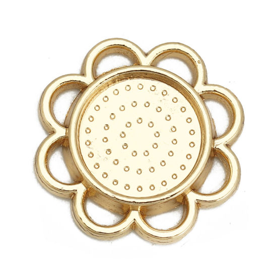 Imagen de Adornos Soporta a cabachones Zamak de Flor Chapado en Oro Base Camafeo (Adap 14mm) 25mm x 25mm, 10 Unidades