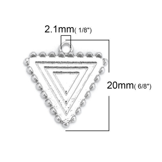 亜鉛合金 チャーム 三角形 シルバートーン 台座付 ( 18mmx16mmに合う) 20mm x 20mm、 10 個 の画像