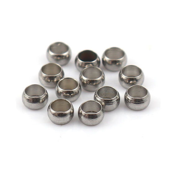 Image de Perles à Écraser en Acier Inoxydable Colonne Argent Mat 3mm x 2mm, Trou: 2.2mm, 100 Pcs