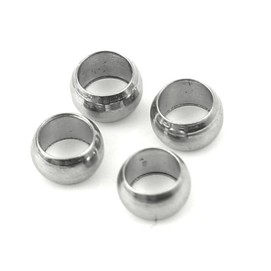 Image de Perles à Écraser en Acier Inoxydable Colonne Argent Mat 3mm x 2mm, Trou: 2.2mm, 100 Pcs