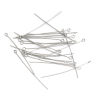Picture of 304 Stainless Steel Eye Pins Silver Tone 5cm(2") long, 0.7mm (21 gauge), 100 PCs