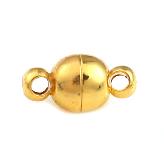 Image de Fermoir Magnétique en Laiton Doré Rond 12mm x 6mm, 10 Pcs