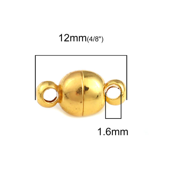 Image de Fermoir Magnétique en Laiton Doré Rond 12mm x 6mm, 10 Pcs