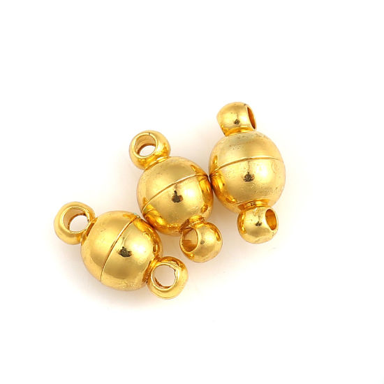 Image de Fermoir Magnétique en Laiton Doré Rond 12mm x 6mm, 10 Pcs