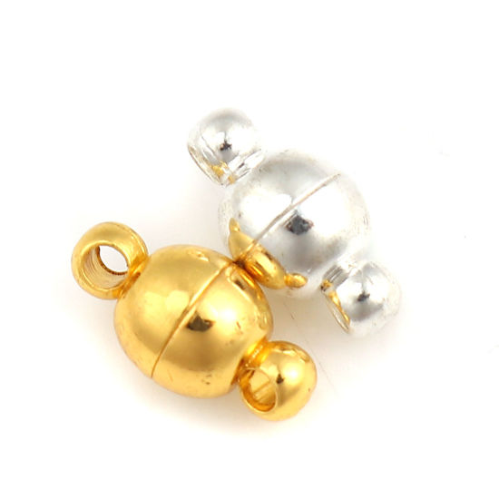 Image de Fermoir Magnétique en Laiton Doré Rond 12mm x 6mm, 10 Pcs