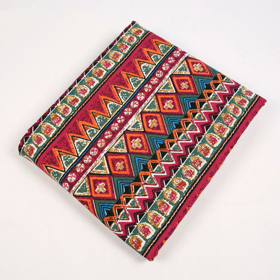 Image de Tissu en Mélange Polyester & Coton Rouge Foncé Géométrique 150cm x 100cm, 1 M