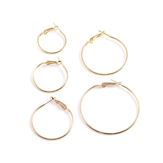 Picture of Zinc Based Alloy Hoop Earrings Findings Gold Plated 31mm x 25mm, Post/ Wire Size: (20 gauge), 4 PCs