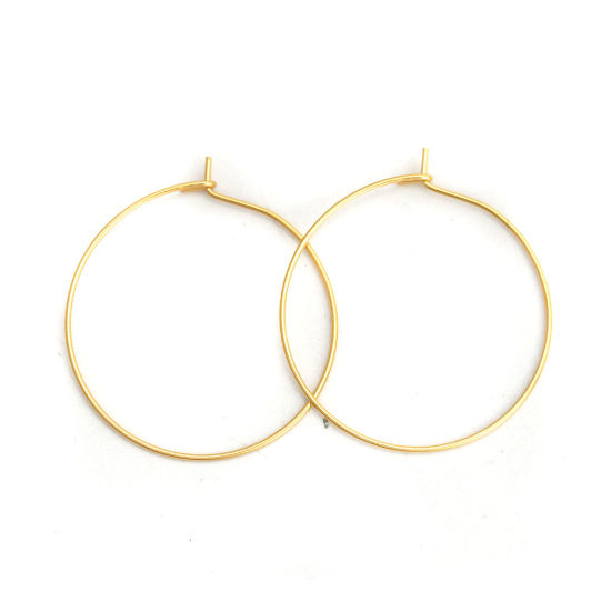 316ステンレス鋼 フープピアス 金メッキ 33mm x 30mm、 ワイヤーサイズ: （21号）、 10 個 の画像