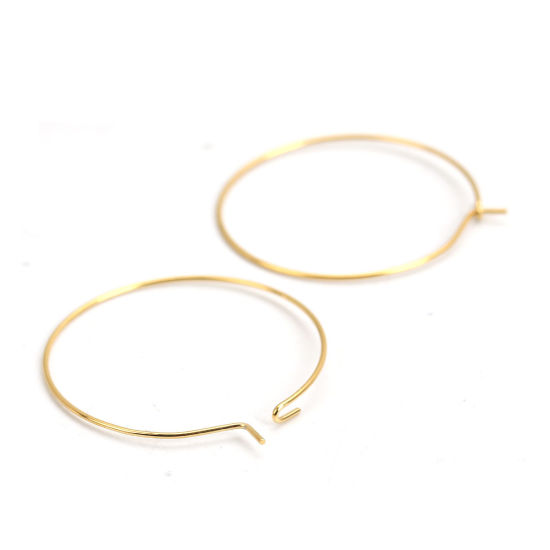 316ステンレス鋼 フープピアス 金メッキ 33mm x 30mm、 ワイヤーサイズ: （21号）、 10 個 の画像