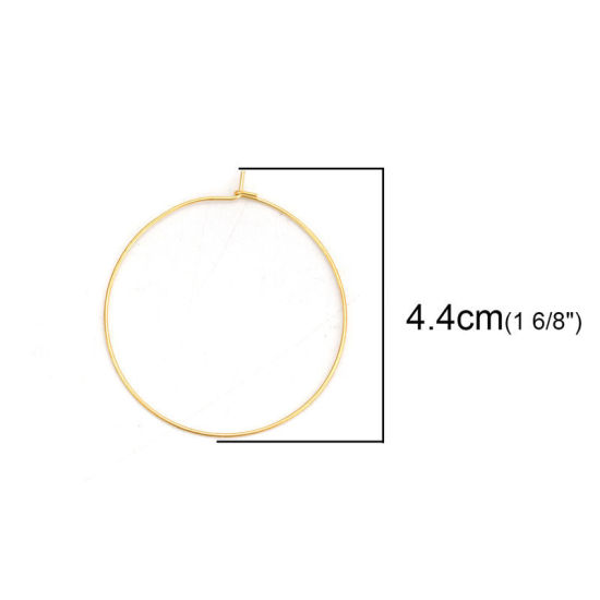 316ステンレス鋼 フープピアス 金メッキ 38mm x 35mm、 ワイヤーサイズ: （21号）、 10 個 の画像