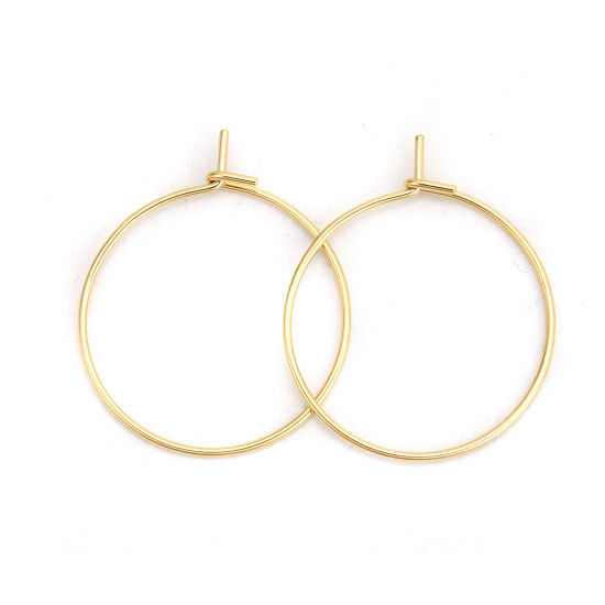 316ステンレス鋼 フープピアス 金メッキ 24mm x 20mm、 ワイヤーサイズ: （21号）、 20 個 の画像