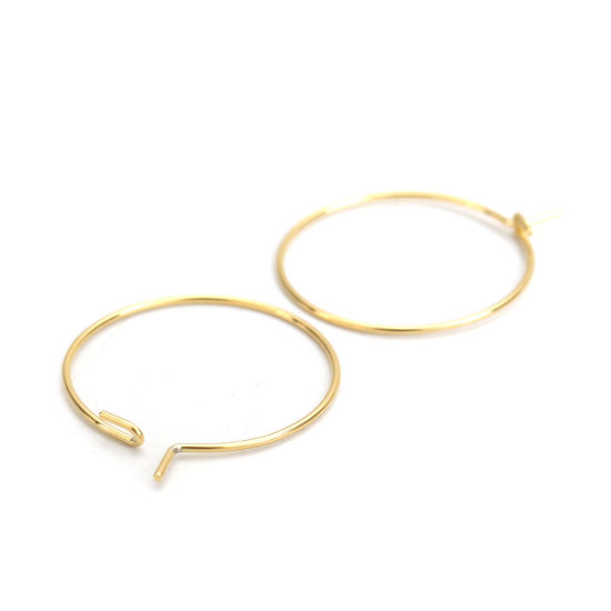 316ステンレス鋼 フープピアス 金メッキ 24mm x 20mm、 ワイヤーサイズ: （21号）、 20 個 の画像