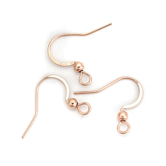 Picture of 316 Stainless Steel Ear Wire Hooks Earring Findings Light Rose Gold W/ Loop 18mm( 6/8") x 16mm( 5/8"), Post/ Wire Size: (21 gauge), 10 PCs