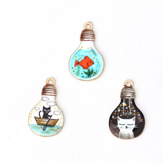 Imagen de Zamak Colgantes Charms Ballena Chapado en Oro Negro Bombilla Esmalte 28mm x 17mm, 10 Unidades