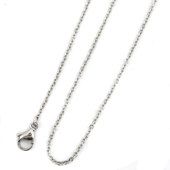 Image de Colliers En Gros Argent Mat en 304 Acier Inoxydable, Chaîne Maille Forçat, Unisexe Minimaliste Cadeau Bijoux pour Détaillants 41cm long, Taille de la Chaîne: 2x1.5mm, 5 Pièces