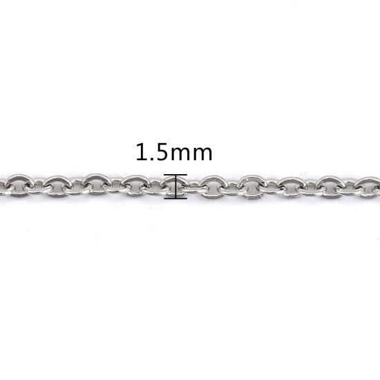 Image de Colliers En Gros Argent Mat en 304 Acier Inoxydable, Chaîne Maille Forçat, Unisexe Minimaliste Cadeau Bijoux pour Détaillants 41cm long, Taille de la Chaîne: 2x1.5mm, 5 Pièces