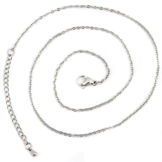Image de Colliers En Gros Argent Mat en 304 Acier Inoxydable, Chaîne Maille Forçat, Unisexe Minimaliste Cadeau Bijoux pour Détaillants 41cm long, Taille de la Chaîne: 2x1.5mm, 5 Pièces