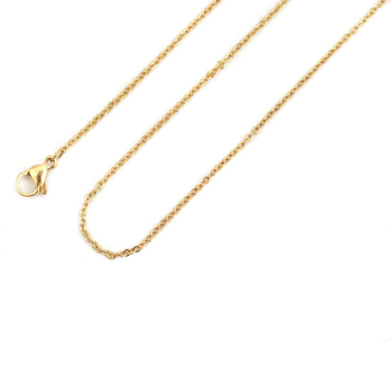 Image de Colliers En Gros Doré en 304 Acier Inoxydable, Chaîne Maille Forçat, Unisexe Placage sous Vide Minimaliste Cadeau Bijoux pour Détaillants 41cm long, Taille de la Chaîne: 2x1.5mm, 5 Pièces