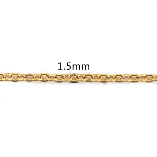 Image de Colliers En Gros Doré en 304 Acier Inoxydable, Chaîne Maille Forçat, Unisexe Placage sous Vide Minimaliste Cadeau Bijoux pour Détaillants 41cm long, Taille de la Chaîne: 2x1.5mm, 5 Pièces