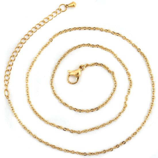Image de Colliers En Gros Doré en 304 Acier Inoxydable, Chaîne Maille Forçat, Unisexe Placage sous Vide Minimaliste Cadeau Bijoux pour Détaillants 41cm long, Taille de la Chaîne: 2x1.5mm, 5 Pièces