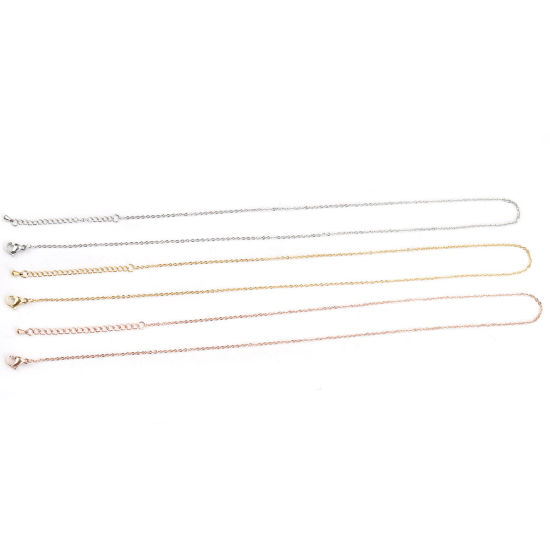 Image de Colliers En Gros Doré en 304 Acier Inoxydable, Chaîne Maille Forçat, Unisexe Placage sous Vide Minimaliste Cadeau Bijoux pour Détaillants 41cm long, Taille de la Chaîne: 2x1.5mm, 5 Pièces