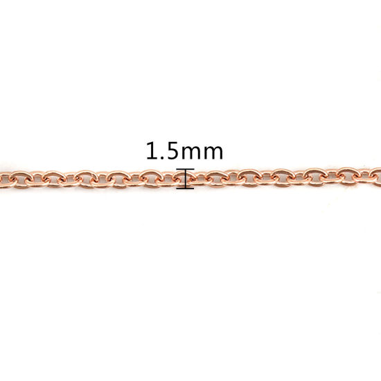 Image de Colliers En Gros Or Rose en 304 Acier Inoxydable, Chaîne Maille Forçat, Unisexe Placage sous Vide Élégant Minimaliste Cadeau Bijoux pour Détaillants 41cm long, Taille de la Chaîne: 1.5mm, 5 Pièces