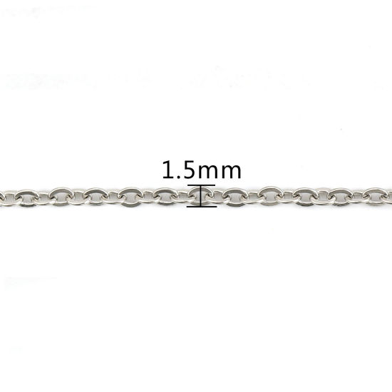 Image de Colliers En Gros Argent Mat en 304 Acier Inoxydable, Chaîne Maille Forçat, Unisexe Minimaliste Cadeau Bijoux pour Détaillants 46cm long, Taille de la Chaîne: 2x1.5mm, 5 Pièces