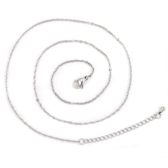 Image de Colliers En Gros Argent Mat en 304 Acier Inoxydable, Chaîne Maille Forçat, Unisexe Minimaliste Cadeau Bijoux pour Détaillants 46cm long, Taille de la Chaîne: 2x1.5mm, 5 Pièces