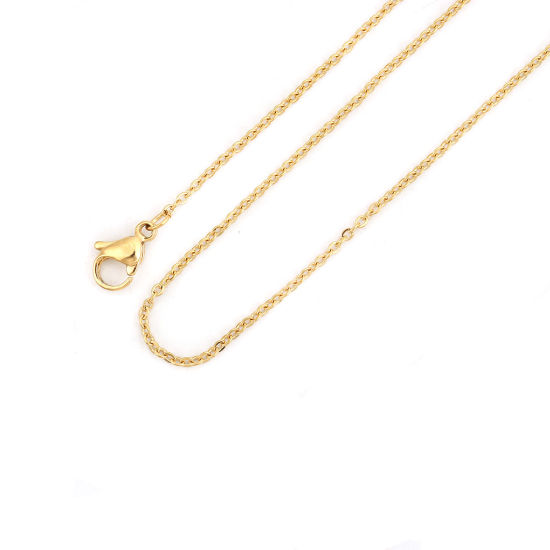 Image de Colliers En Gros Doré en 304 Acier Inoxydable, Chaîne Maille Forçat, Unisexe Minimaliste Cadeau Bijoux pour Détaillants 46cm long, Taille de la Chaîne: 2x1.5mm, 5 Pièces