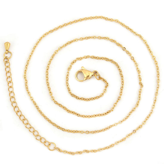 Image de Colliers En Gros Doré en 304 Acier Inoxydable, Chaîne Maille Forçat, Unisexe Minimaliste Cadeau Bijoux pour Détaillants 46cm long, Taille de la Chaîne: 2x1.5mm, 5 Pièces